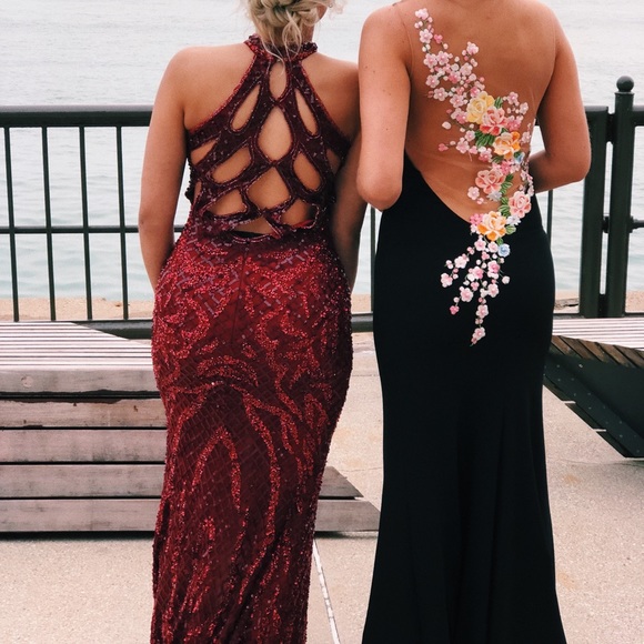 Sparkly red prom dress from peaches